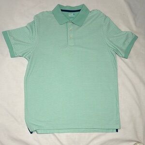 Croft & Borrow Polo Shirt with Sea Foam Green and  White Striped